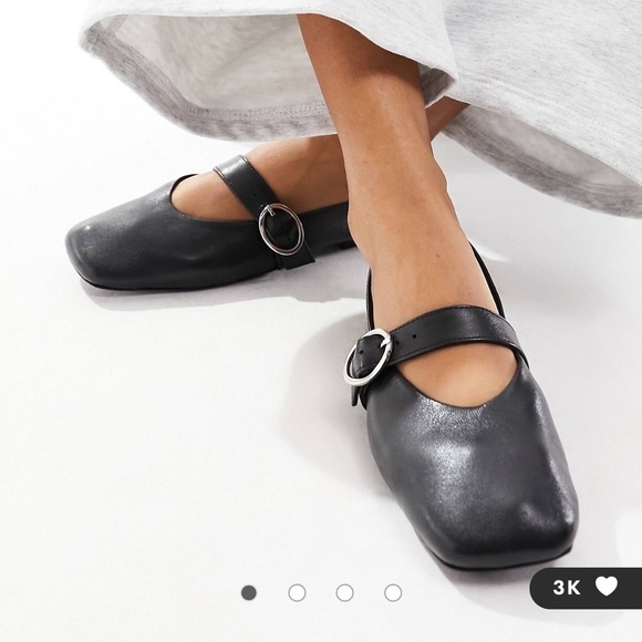 ASOS DESIGN Luxe Premium Leather Mary Jane ballet flats in black - Picture 3 of 4